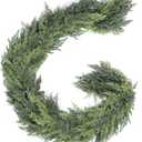 6ft Real Touch Christmas Cedar Garland Artificial Realistic Christmas Greenery Cypress Pine Garland with 216 Branches Thick and Lush for Mantle Table Railing Fireplace Indoor Outdoor Xmas Decor