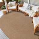 DEXI Oval Easy Jute Rug 8x10, Braided Woven Rustic Rugs No Shed, Large Neutral Area Carpet Mat for Outdoor Patio Dining Living Room Farmhouse, Tan Brown