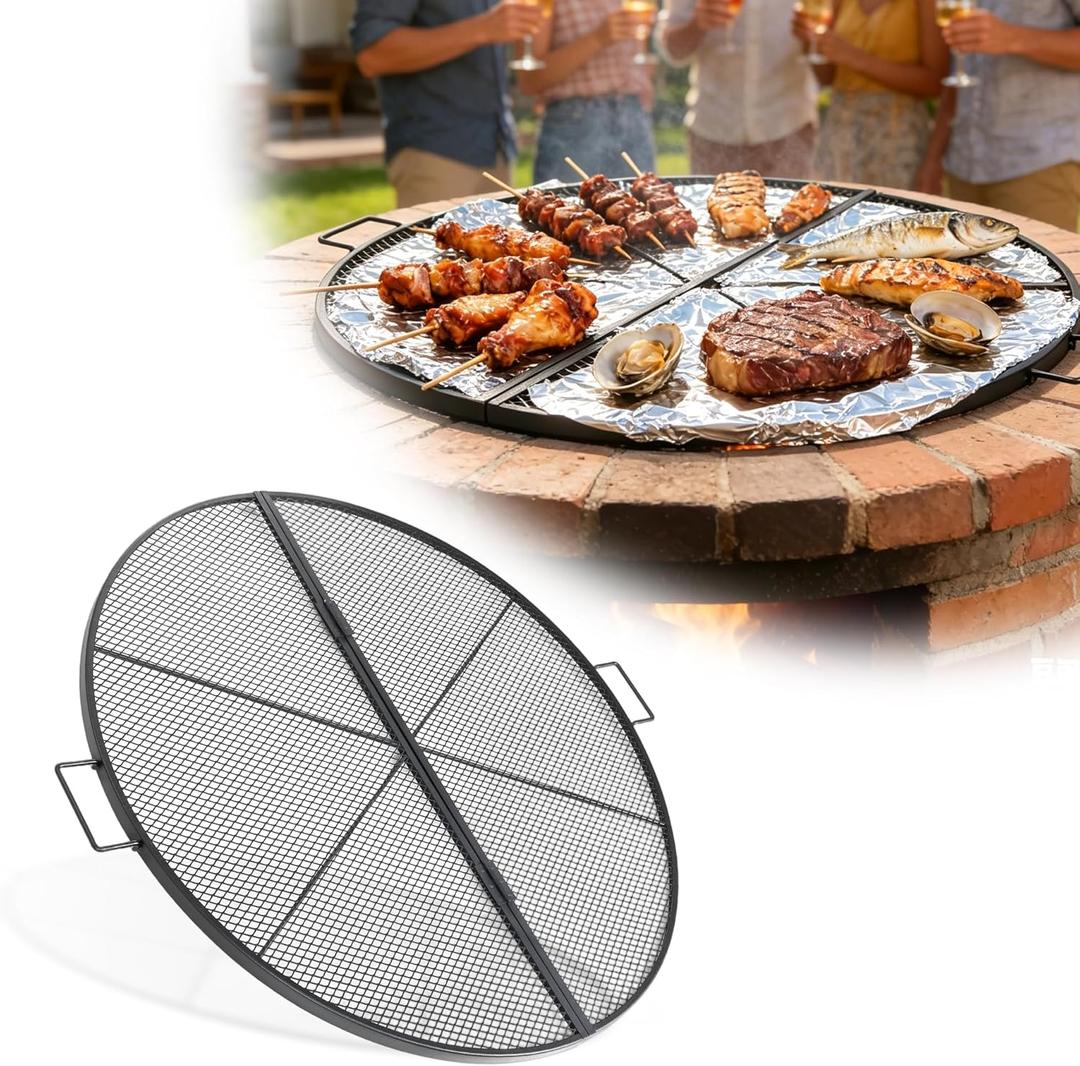 Fire Pit Grill Grate for Outdoor, 36 Inch Round Grill Grate BBQ Grilling Rack with Handles, Outdoor Cooking Grate for Fire Pit, Patio ,Backyard, Campfire