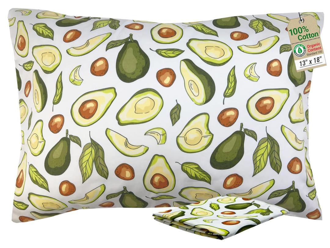 ZPECC Toddler Pillow with Pillowcase - 13x18 Organic Cotton Small Kids Pillow, Soft Breathable Bed Pillows for Sleeping Travel School Nap(Intended for Age 2 and up) Avocado