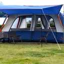 KTT Extra Large Tent 10-12-14 Person(B),Family Cabin Tents,2 Rooms,3 Doors and 3 Windows with Mesh,Straight Wall,Waterproof,Double Layer,Big Tent for Outdoor,Picnic,Camping,Family Gathering
