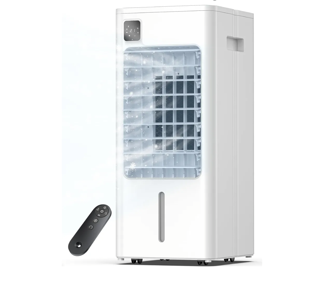 Portable Air Conditioner Windowless, 24.4" Evaporative Cooler with Digital Display, Remote, 3 Speeds, 12H Timer, Oscillating Swamp Cooler for Room no Windows, Bedroom, Living Room