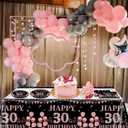 2 x 62Pcs 30th Birthday Decorations for Girls Her, Rose Gold Birthday Party Supplies Include 20 7''Plates 20 9'' Plates 20 Napkins and 2 Tablecloth, Rose Gold Princess Party Tableware for 20 Guests