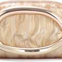 Oweisong Acrylic Clutch Purse for Women Shell Evening Bags Formal Wedding Green Clutch Shoulder Handbag with Chain (Gold)
