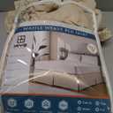 Pleated Waffle Weave Bed Skirt, Tailored Dust Ruffle 16 Inch Drop Easy Fit, Machine Washable,No Split Corners (Beige,Cal King - 16" Drop)