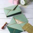 50 Pieces A7 Envelopes with Gold Border, 5.24 x 7.21 Inches Envelopes with Gold Stickers for Greeting Cards and Invitation (Dark Green, A7-5x7)