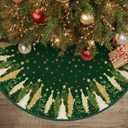 AVOIN Colorlife Christmas Star Snowflake Green Christmas Tree Skirt 36 Inch, Evergreen Trees Ornament Winter Holiday Mat Decoration