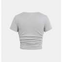 SOLY HUX Girl's Short Sleeve Crew Neck Slim Fitted Basic T-Shirts Summer Tops with Hair Ties Light Grey 12 Years
