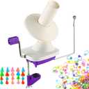 Yarn Ball Winder, Hand Operated Purple Ball Winders for Yarn, Yarn Winder with Easy Installation for Yarn Storage +20 PCS Knit Knitting Needles Point Protectors+100 PCS Stitch Knitting Needles