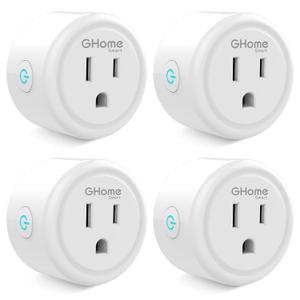 GHome Smart Plug Mini, WiFi Smart Outlet Plug Works with Alexa and Google Home, Timer Outlet with APP Control, 2.4GHz Network Only, No Hub Required, ETL FCC Listed (4 Pack), White
