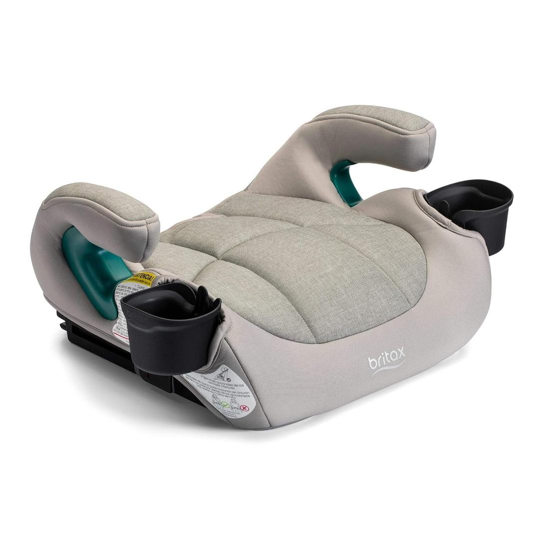 Britax UpNGo Click Backless Booster Car Seat with Rigid Latch, Lightweight and Portable Travel Booster with Slim Design and PosturePlus, Accommodates Kids up to 120 Lbs and 63 Parchment, Mfg Date: 02/07/2026, ED: 02/2036