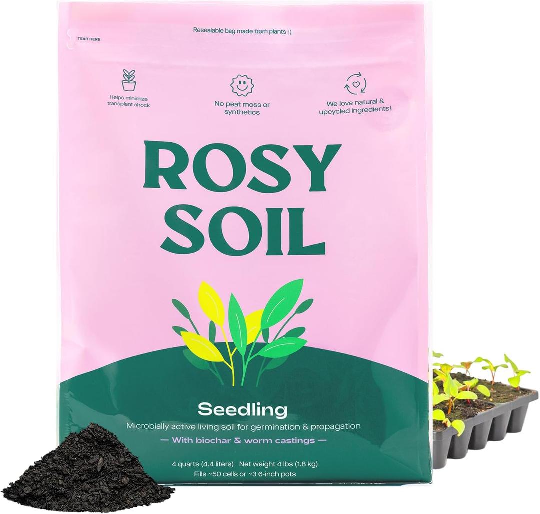 Seedling Seed Starter Soil Mix - Peat-Free Organic Potting Mix for Seeds, Cuttings, Microgreens- Enriched w/Worm Castings, Root-Boosting Biochar, Less Prone to Gnats for Germination & Propagation- 4qt