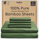 Bambaw 100% Viscose Derived from Bamboo Queen Sheet Set 6 Piece, Queen Size Cooling Sheets for Hot Sleepers, Super Soft Sheets, Deep Pockets Fits Up to 16'' Mattresses (Olive)