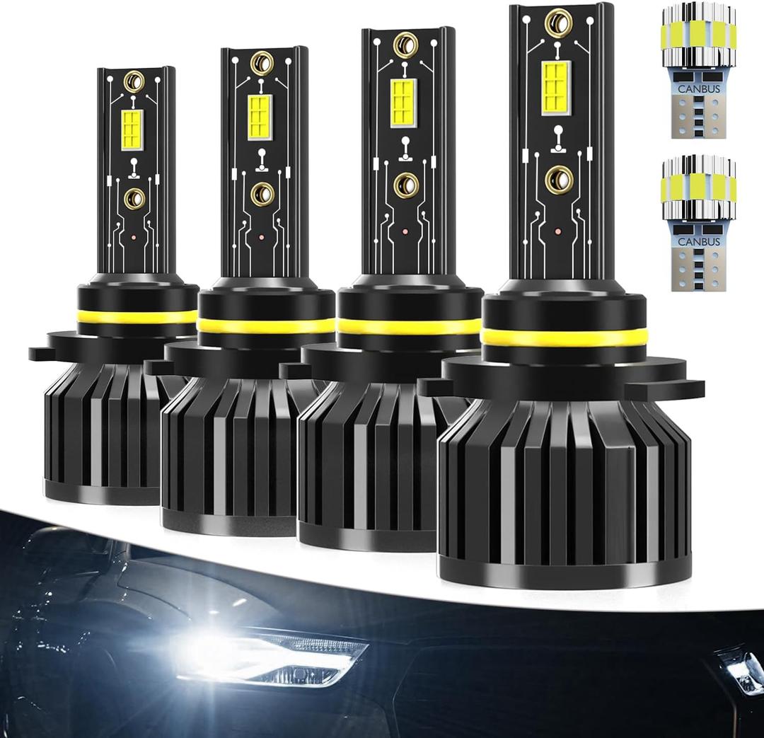 Light Bulbs Fit for Hyundai Sonata 2015-2024,High Low Beam Combo 9005 9005 Lights with Cooling Fan,600% Brighter Powersports Bulbs License Plate Light,Plug and Play,6PCS