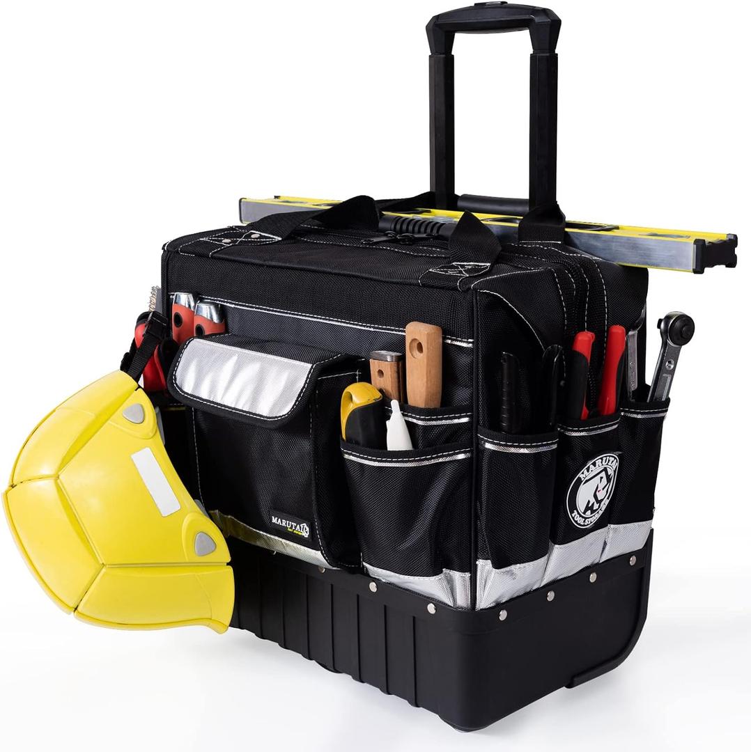 MARUTAI 18'' Rolling Tool Bag, Waterproof Tool Bag with Wheels, Portable Storage Organizer Rolling Tool Tote, fits in all cars/trucks/vans/motorcycles