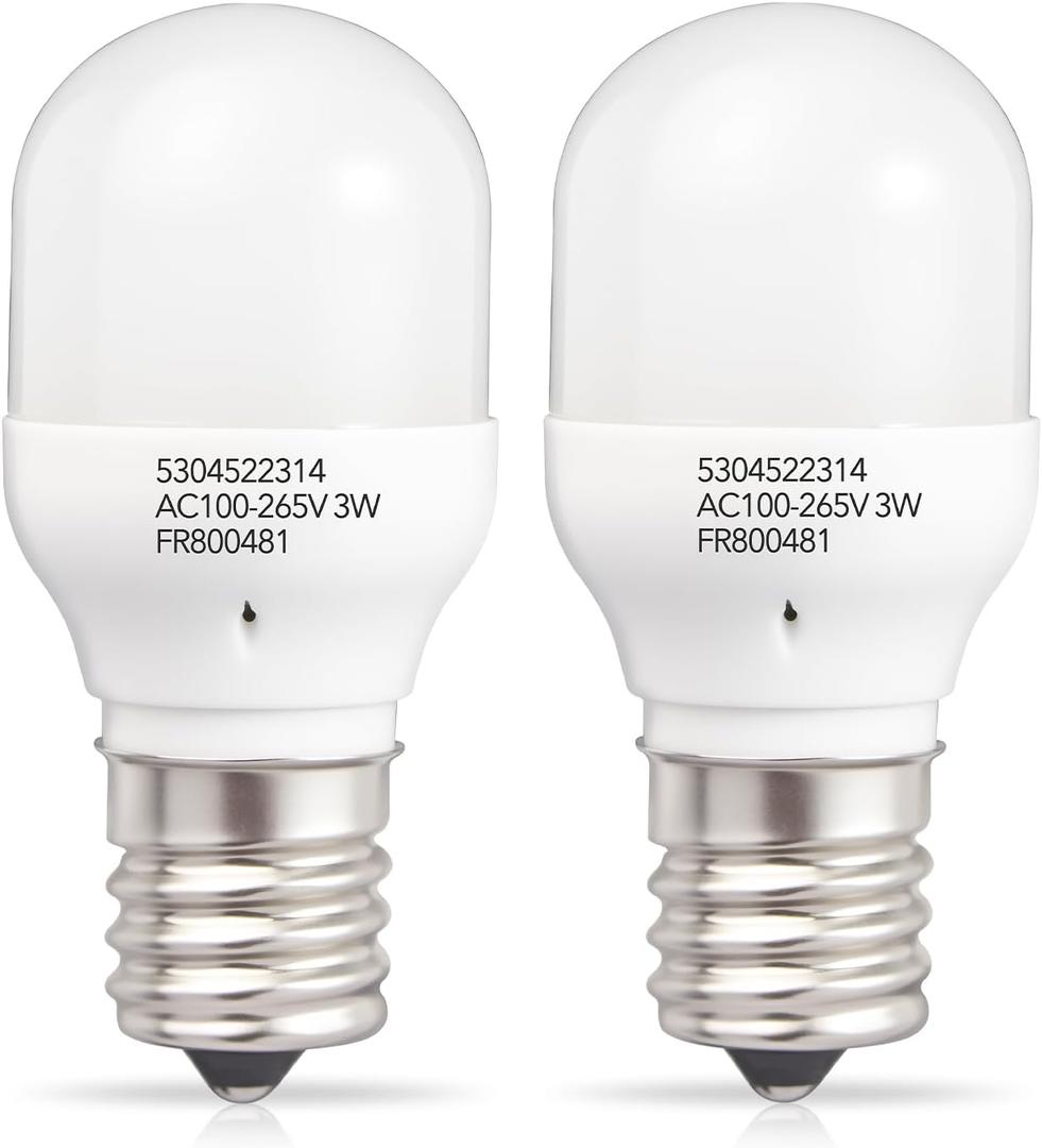 2 Pcs 5304522314 Refrigerator LED Light Bulb for Frigidaire, KEI D28X KEL 2816X Light Bulb 3W Base E17 AC100-265V