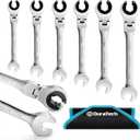 DURATECH 6-Piece Ratcheting Wrench Set with Open Flex-head, Metric Ratcheting Tubing Wrench Set, 10-17mm, 72-Tooth Gear, CR-V Steel, with Organizer Bag, Gifts for Men
