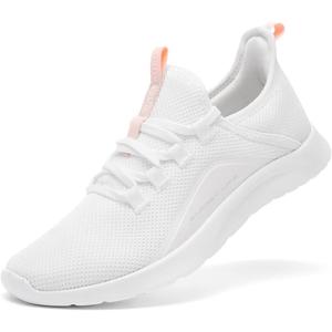 ALEADER Women's Energycloud Lightweight Slip On Walking Running Shoes (9, White Peach)