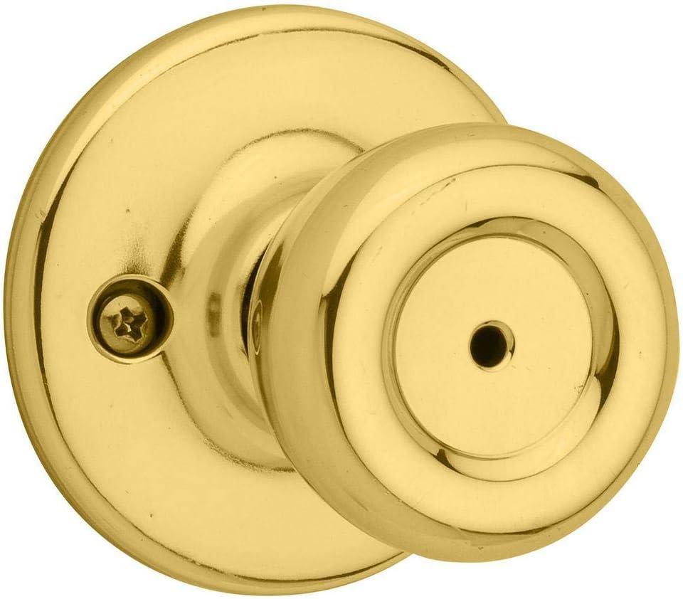Kwikset Tylo Interior Privacy Door Knob with Lock, Door Handle For Bathroom and Bedroom, Polished Brass Keyless Turn Lock Doorknob, 1 Count (Pack of 1)