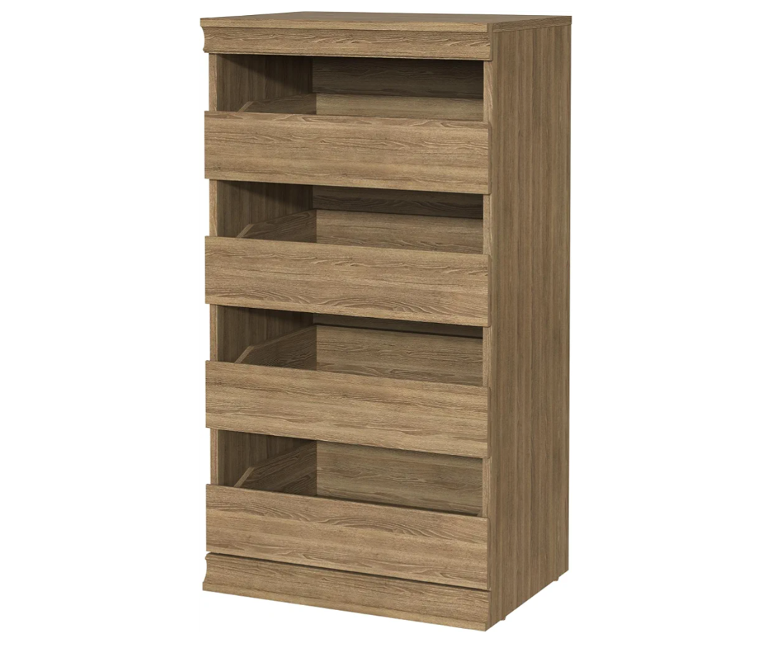 ClosetMaid Modular Storage Unit with 4 Drawers, Wood Closet Organizer, Stacking, Full Backer, Storage, Decorative Trim, Sand