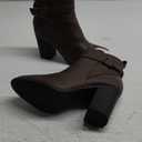 DREAM PAIRS Women's Chunky High Heel Ankle Boots Round Toe Fall Short Booties Shoes (6, Brown-pu)