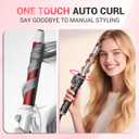 MQUPIN Rotating Curling Iron 0.75 inch Professional Automatic Wave Hair Curling Wand for Women, Dual Ceramic Voltage Fast Heating Hair Curlers for Long/Middle/Short All Hair (Rose Gold, 0.75 INCH)