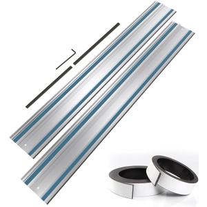 110" Track Saw Guide Rail Joining Set for Makita or Festool Includes 2x55 Extruded Rails, Connectors and Anti Slip Rubber Strips 110" Track Saw Guide Rail Joining Set for Makita or Festool Includes 2x55 Extruded Rails, Connectors and Anti Slip Rubber Strips