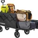 VIVOSUN Collapsible Wagon with Tailgate, 320lb Load-Bearing Outdoor Utility with All-Terrain Wheels, Adjustable Handle, Cup Holders for Camping, Shopping, Garden, Sports, Picnic, Black