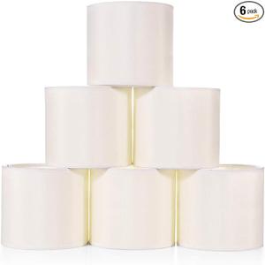 Wellmet Small Lamp Shades,ONLY for Candle Bulbs,Clip-on Drum Mini Lampshades,Set of 6, 5.5"x 5.5"x5",Cream White