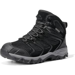 NORTIV 8 Men's Ankle High Waterproof Hiking Boots Outdoor Lightweight Shoes Trekking Trails Armadillo (Black)