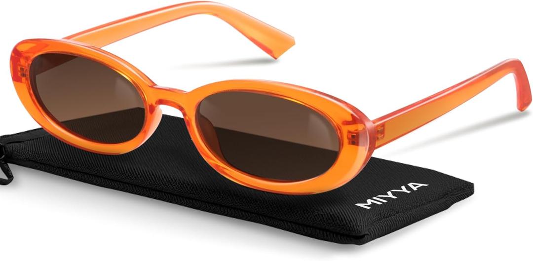 miyya Old Money Polarized Oval Sunglasses 2025 Edition, UV400 Protection, Feather-Light Fit & Trendy Color(Color: Transparent Orange/Amber)