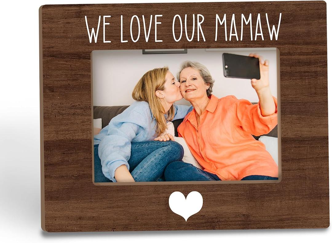 Mamaw Gifts Picture Frame 5x7, Grandma Grandmother Wooden Photo Frame for Desk Display, Gifts for Grandma Mothers Day from Grandkids, We Love Our Mamaw Picture Frames for Home Room Decor