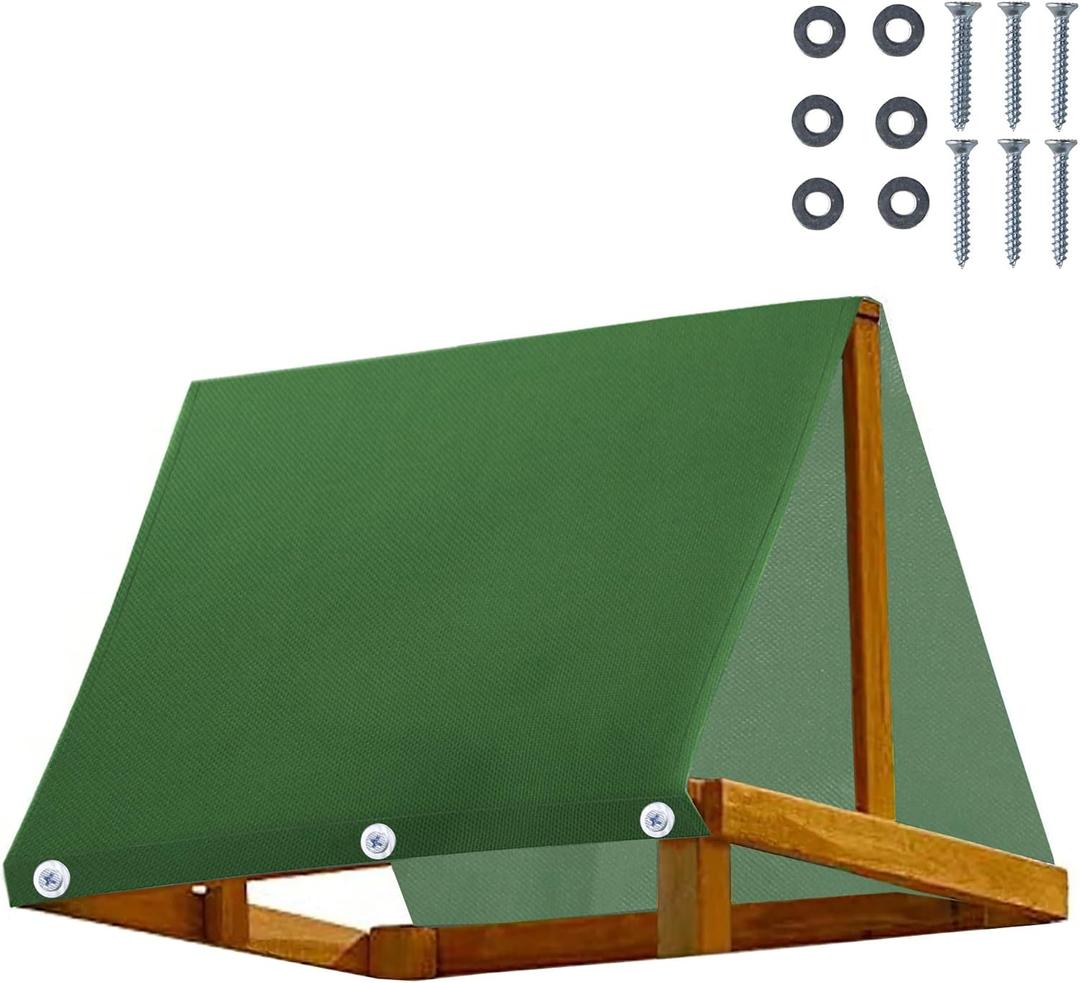 Playground Replacement Canopy, 43" x 90" Outdoor Swingset Shade Kids Playground Roof Canopy Waterproof Cover Replacement Tarp Sunshade (Green)