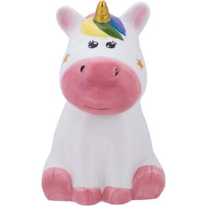 Dolomite Ceramic 10 x 7.3 Everyday Cookie & Candy Jar with Airtight Lid: Perfect for Kitchen Canisters, Pet Treat Containers & Decorative Magical Storage, Rainbow Unicorn With Stars