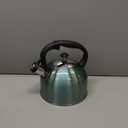 Amazon Basics Stainless Steel Tea Kettle, Hot Water Kettle with Whistle Spout, Fast Boiling, Ergonomic Handle, 2.3 Liter, Teal