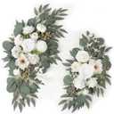 Faux Arch Flowers Swag Set of 2 for Wedding Signs Reception Ceremony and Welcome Sign Floral Decoration (White)
