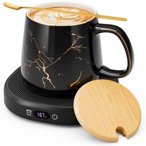 Coffee Mug Warmer & Luxury Marbling Mug Set, Electric Cup Warmer with Auto Shut Off, 4 Temperature Setting Smart Beverage Warmer, 8-Hours Auto Shut Off (Luxury Marbling Mug)