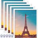 11x14 Picture Frame Set of 5, White Photo Frames High Transparent Wall Gallery Desktop Horizontal Vertical for Canvas Collage Photo Poster Certificate 11 x 14 inches