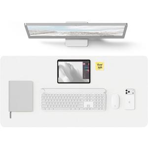 YSAGi Leather Desk Protector, Office Mat, Large Mouse Mat, Non-Slip PU Leather Blotter, Laptop Desk Pad, Waterproof Writing Pad for Office and Home (White, 35.4" x 17")