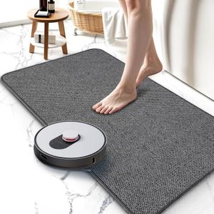 Bathroom Rugs 17x27Inch, Thin Bath Mat with Rubber Backing Non-Slip, Absorbent, Quick Dry Machine Washable, Home Decor Accessories Cozy Cloth Bathroom Mat fit Under Door/Sink/Tub/Shower-Dark Grey
