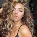 Fencca Brown Highlights Long Curly Wigs for Women Heat Resistant Synthetic Hair Brown Mixed Blonde Wave Curly Wig