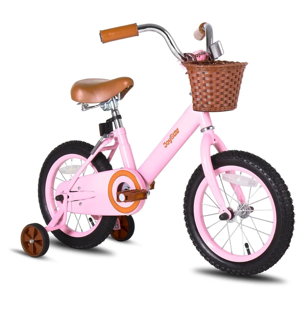 JOYSTAR Vintage Kids Bike with Training Wheels & Basket, 12 14 16 Inch Girls Bike for 2-7 Years Old, Children Bicycles