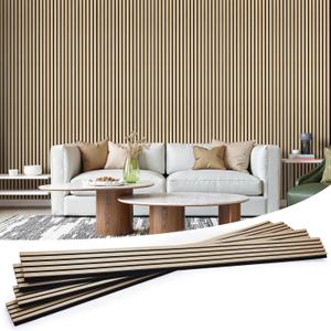 LARWORKS Wood Slat Wall Panels 4 Pack 94.5" x 7.9", Acoustic Wooden Panel for Wall, Soundproof 3D Fluted Panels for Interior Wall Decor, Living Room, Bedroom - Oak (Cover Approx.21 sq.ft) (94.5*31.6 inch)