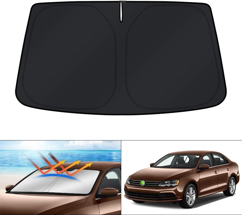 KUST Windshield Sun Shade for 2011-2018 Volkswagen VW Jetta Accessories Sunshade Foldable Window Sun Visor Protector Blocks UV Rays Keep Your Car Cooler