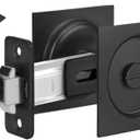 goldenwarm Black Pocket Door Lock with Finger Pull, 2 3/4 Inch Non-Adjustable Latch Square Pocket Door Hardware, Matte Black Sliding Pocket Door Privacy Lock 1 Pack