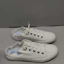 Obtaom Women's Play Fashion Sneaker White Color Washed and Leopard Canvas Slip on Shoes, Size 8