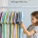 ABHENG Plastic Kids Hangers, Pack of 100, Ultra Slim Closet Hangers, Non-Slip, Space-Saving, Sturdy, 14" W x 7" H (for Children Aged 7-12 Years), White, UAPY07100W