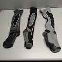 Hylaea Merino Wool Ski Socks, Cold Weather Socks for Snowboarding, Snow, Winter, Thermal Knee-high Warm Socks, Hunting (X-Large, Black Dark Grey Grey (3 Pairs)