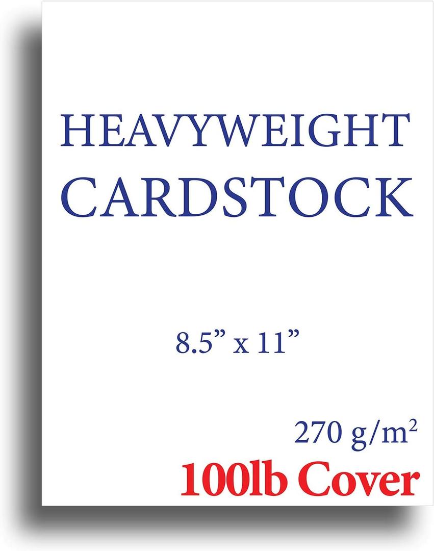 Extra Thick Cardstock - 100lb Cover (270gsm) - Blank White 8.5 x 11 - Heavyweight Printer Paper for Inkjet/Laser - 50 Sheets Pack
