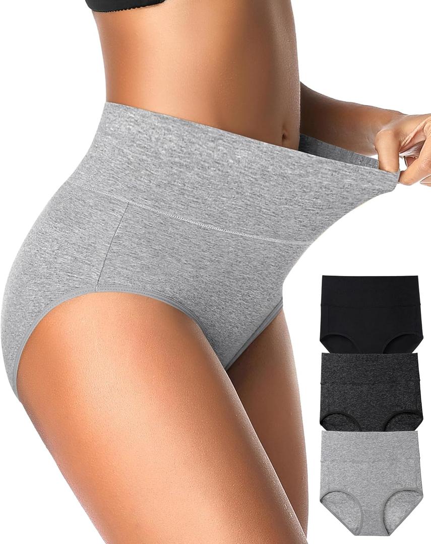 Eiggam Women's High Waisted Underwear Tummy Control Briefs Postpartum Womens C-Section Underwear Comfortable Cotton Stretch Ladies Panties(L)